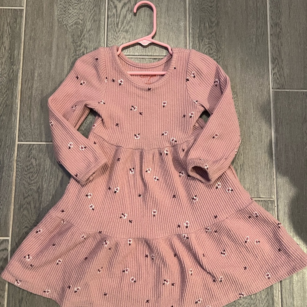 Cat & Jack Pink Knit Dress with Floral Accents
